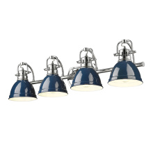 Golden 3602-BA4 CH-NVY - Yep by Golden Lighting Duncan 4-light Vanity in Chrome and Navy Blue shade